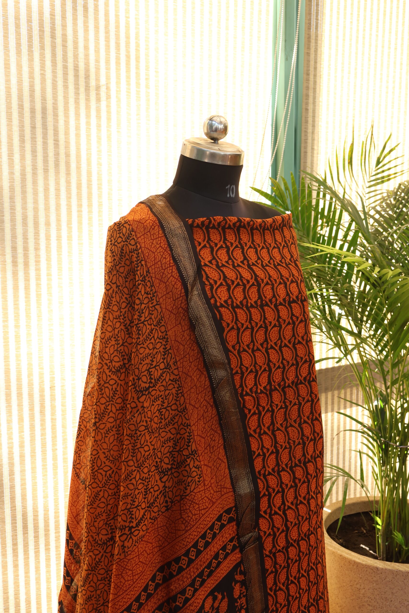 Orange Bagh Print Suit - Image 4