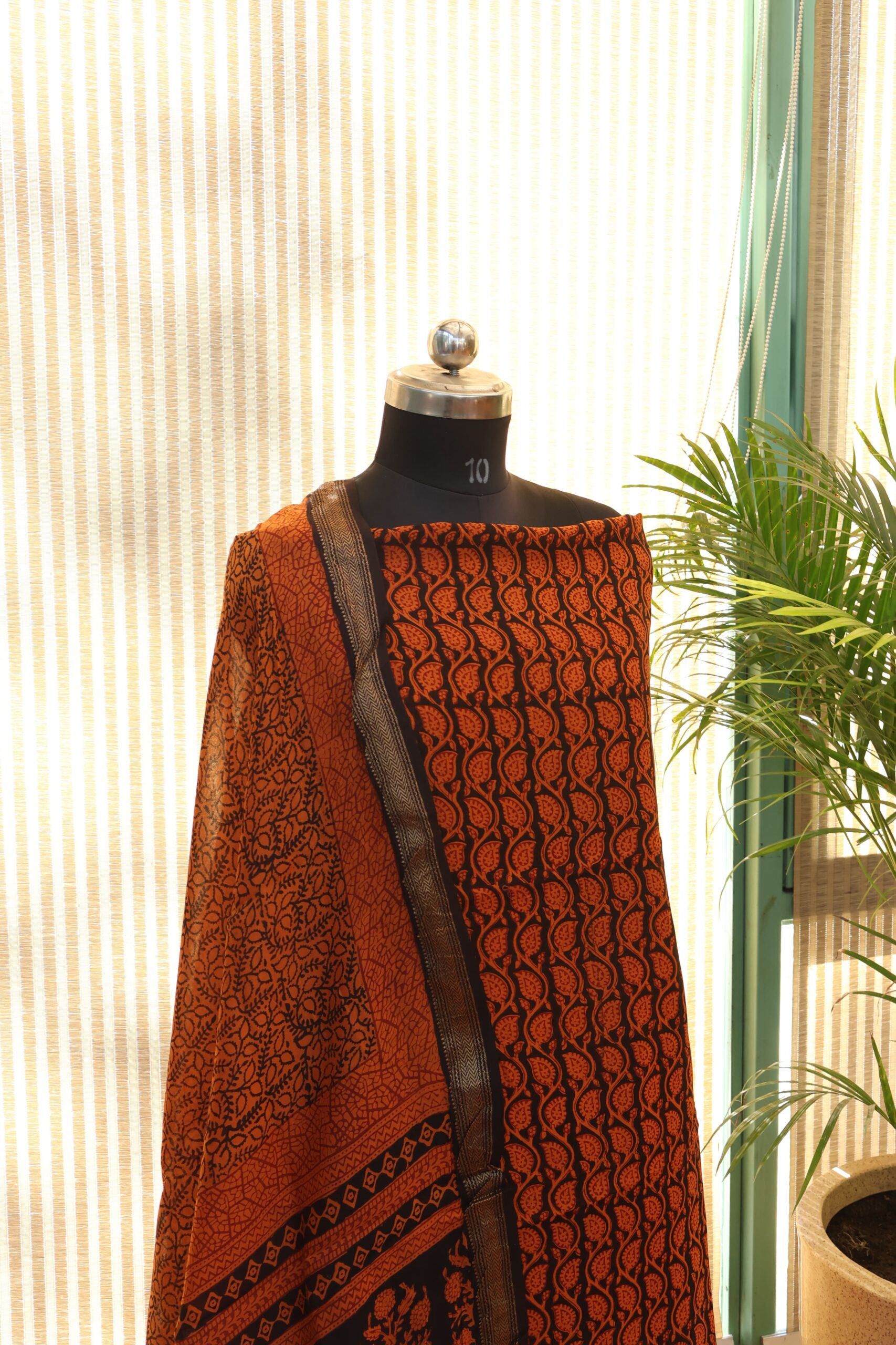 Orange Bagh Print Suit - Image 3