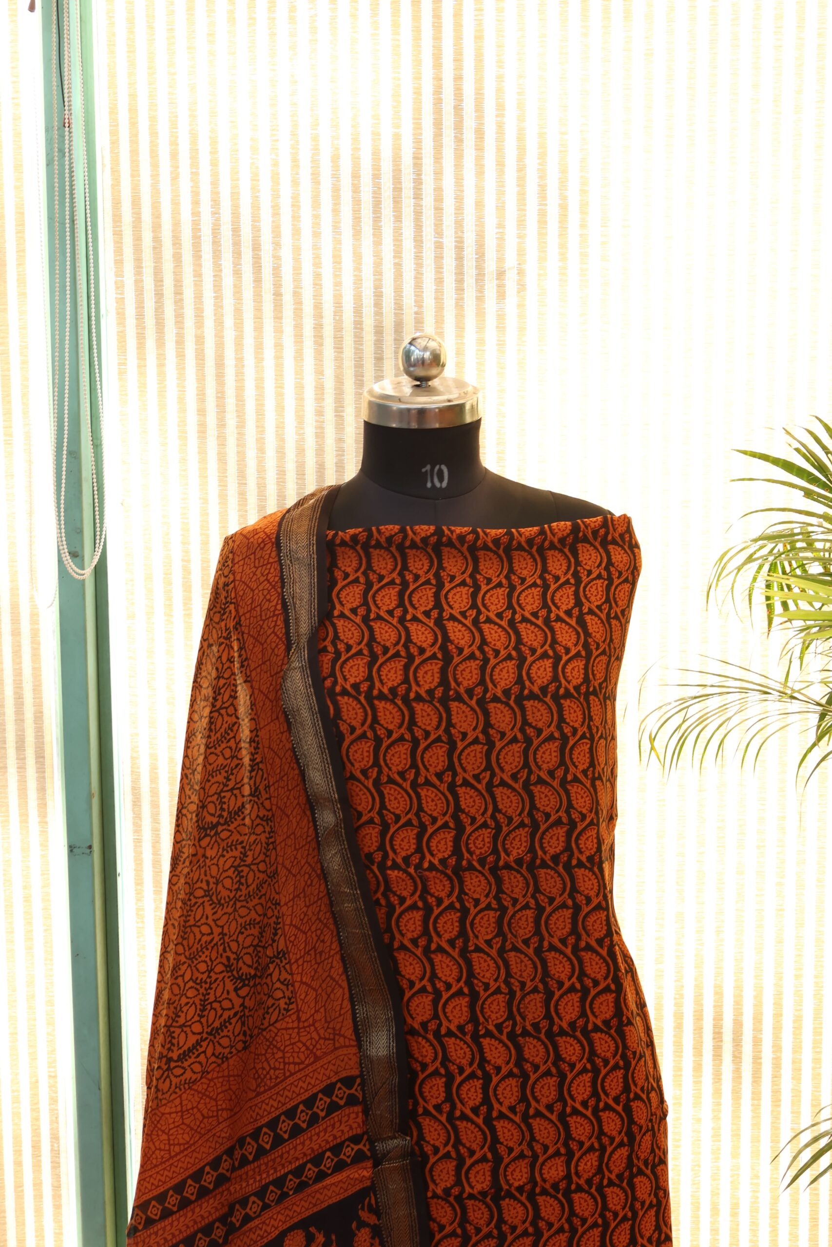 Orange Bagh Print Suit - Image 2