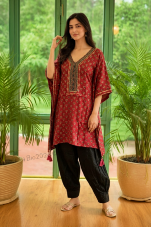 Red Printed Kaftan Co-ord Set