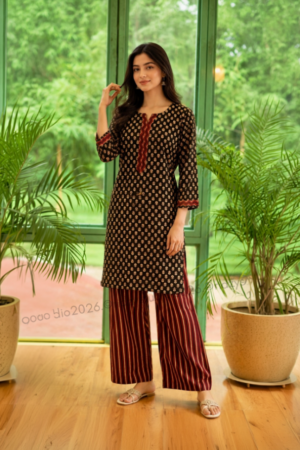 Black Printed Kaftan Co-ord Set