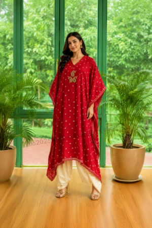 Red Printed Kaftan Co-ord Set