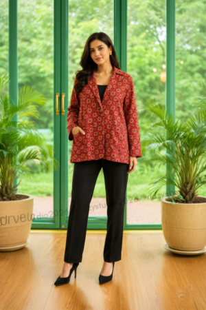 Red Printed Blazer